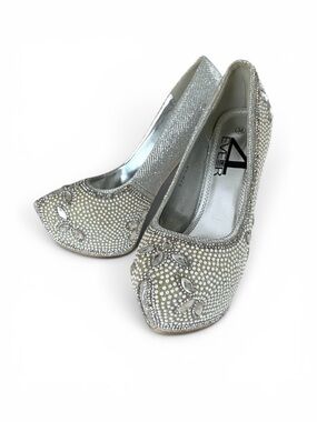 4 EVER ONE + THEE Pearl and Rhinestone Encrusted Platform Stiletto Heels